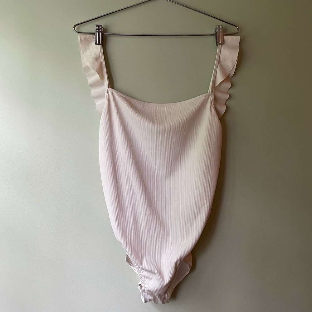 Madewell white ribbed one piece swim